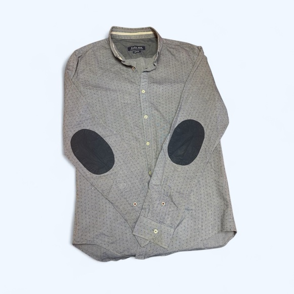 Zara Gray Casual Button Down Shirt - Picture 2 of 6